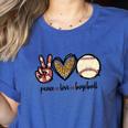 Peace Love Baseball Mom Leopard Print Cheetah Pattern Women's Heather T-Shirt Heather True Royal