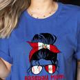 Peru Baseball Mom Messy Bun Women's Heather T-Shirt Heather True Royal Peru Baseball Mom Messy Bun Women's Heather T-Shirt Heather True Royal