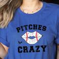 Pitches Be Crazy Baseball Moms Softball Players Hey Batter Women's Heather T-Shirt Heather True Royal Pitches Be Crazy Baseball Moms Softball Players Hey Batter Women's Heather T-Shirt Heather True Royal