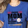 Proud Mom Of An Awesome Baseball Player Baseball Mom Women's Heather T-Shirt Heather True Royal