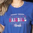 Retro Groovy Baseball Bruh Proud Baseball Mom Women's Heather T-Shirt Heather True Royal Retro Groovy Baseball Bruh Proud Baseball Mom Women's Heather T-Shirt Heather True Royal