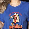 Retro Just Here For The Hotdogs Baseball Mom Sport Lover Women's Heather T-Shirt Heather True Royal Retro Just Here For The Hotdogs Baseball Mom Sport Lover Women's Heather T-Shirt Heather True Royal