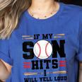 If My Son Hits I Will Yell Loud Baseball Mom Women's Heather T-Shirt Heather True Royal If My Son Hits I Will Yell Loud Baseball Mom Women's Heather T-Shirt Heather True Royal