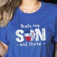 Thats My Son Out There For a Dominican Baseball Mom Women's Heather T-Shirt Heather True Royal
