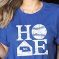Vintage Baseball Home Nebraska State Outline Baseball Mom Women's Heather T-Shirt Heather True Royal