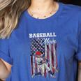 Vintage USA Flag Baseball Player Proud Baseball Mom Women's Heather T-Shirt Heather True Royal Vintage USA Flag Baseball Player Proud Baseball Mom Women's Heather T-Shirt Heather True Royal