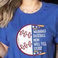 Warning Baseball Mom Will Yell Loudly Women's Heather T-Shirt Heather True Royal