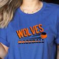 Wolves Baseball Team Baseball Mom Wolf Sports School Spirit Women's Heather T-Shirt Heather True Royal