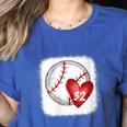 Womens Bleached Custom Baseball Mom Number 32 Heart For Mom Women's Heather T-Shirt Heather True Royal Womens Bleached Custom Baseball Mom Number 32 Heart For Mom Women's Heather T-Shirt Heather True Royal
