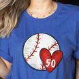 Womens Custom Baseball Mom Number 50 Heart For Mom Mommy Women's Heather T-Shirt Heather True Royal Womens Custom Baseball Mom Number 50 Heart For Mom Mommy Women's Heather T-Shirt Heather True Royal