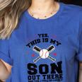 Yes This Is My Son Out There Baseball Mom Women's Heather T-Shirt Heather True Royal Yes This Is My Son Out There Baseball Mom Women's Heather T-Shirt Heather True Royal
