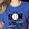 Yes Son Has Practice a Game Baseball Mom Women's Heather T-Shirt Heather True Royal