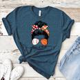 Baseball Mom Basketball Mom Of Both Messy Bun Mother's Day Women's Heather T-Shirt Heather Deep Teal