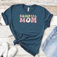 Baseball Mom Groovy Game Day Women's Heather T-Shirt Heather Deep Teal