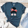 Baseball Mom Leopard Messy Bun Game Day Women's Heather T-Shirt Heather Deep Teal