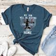 Baseball Mom My Son Will Be Waiting For You At Home Women's Heather T-Shirt Heather Deep Teal Baseball Mom My Son Will Be Waiting For You At Home Women's Heather T-Shirt Heather Deep Teal