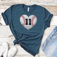 Baseball Number 11 Distressed Heart For Baseball Moms Women's Heather T-Shirt Heather Deep Teal Baseball Number 11 Distressed Heart For Baseball Moms Women's Heather T-Shirt Heather Deep Teal