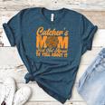 Catcher's Mom And Not Afraid Leopard Baseball Mom Women's Heather T-Shirt Heather Deep Teal Catcher's Mom And Not Afraid Leopard Baseball Mom Women's Heather T-Shirt Heather Deep Teal