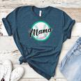 Cute Mama Script Font On Baseball Mom Women's Heather T-Shirt Heather Deep Teal