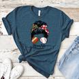 Football Mom Baseball Mom Life Messy Bun Mom Of Both Women's Heather T-Shirt Heather Deep Teal