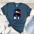 French Baseball Mom France Messy Bun Women's Heather T-Shirt Heather Deep Teal French Baseball Mom France Messy Bun Women's Heather T-Shirt Heather Deep Teal