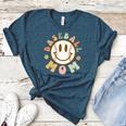 Happy Baseball Mom Groovy Retro Floral Smiling Face Women's Heather T-Shirt Heather Deep Teal Happy Baseball Mom Groovy Retro Floral Smiling Face Women's Heather T-Shirt Heather Deep Teal