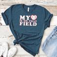 My Heart Is On That Court Baseball Mom Women's Heather T-Shirt Heather Deep Teal My Heart Is On That Court Baseball Mom Women's Heather T-Shirt Heather Deep Teal