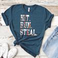 Hit Run Steal Baseball Mom For Women Baseball Women's Heather T-Shirt Heather Deep Teal Hit Run Steal Baseball Mom For Women Baseball Women's Heather T-Shirt Heather Deep Teal