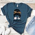 Soccer Baseball Mom Of Both Messy Bun Leopard Mother's Day Women's Heather T-Shirt Heather Deep Teal Soccer Baseball Mom Of Both Messy Bun Leopard Mother's Day Women's Heather T-Shirt Heather Deep Teal