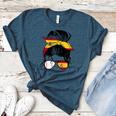 Spanish Baseball Mom Messy Bun Spain Baseball Girl Women's Heather T-Shirt Heather Deep Teal