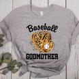 Baseball Godmother Leopard Heart Baseball Mom Game Day Women's Heather T-Shirt Athletic Heather