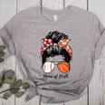 Baseball Mom Basketball Mom Of Both Messy Bun Mother's Day Women's Heather T-Shirt Athletic Heather