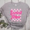 Baseball Mom And Pink Grid Sports Mother Mama Player Women's Heather T-Shirt Athletic Heather