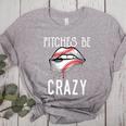 Baseball Mom Pitches Be Crazy Lips Premium Women's Heather T-Shirt Athletic Heather