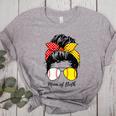 Baseball Mom Softball Mom Of Both Messy Bun Mother's Day Women's Heather T-Shirt Athletic Heather Baseball Mom Softball Mom Of Both Messy Bun Mother's Day Women's Heather T-Shirt Athletic Heather