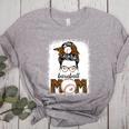 Baseball Mom Women Messy Bun Leopard Mother's Day Women's Heather T-Shirt Athletic Heather