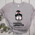 Baseball Momster Messy Bun Skull Mom For Women Halloween Women's Heather T-Shirt Athletic Heather