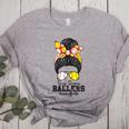 Busy Raising Ballers Softball Messy Bun Baseball Mom Women's Heather T-Shirt Athletic Heather