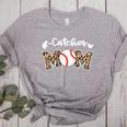 Catcher Mom Baseball Mom Leopard Game Day Women's Heather T-Shirt Athletic Heather Catcher Mom Baseball Mom Leopard Game Day Women's Heather T-Shirt Athletic Heather