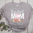 Floral Baseball Mom Mother's Day Cute Baseball Mama Mommy Women's Heather T-Shirt Athletic Heather