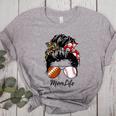 Football Mom Baseball Mom Life Messy Bun Mom Of Both Women's Heather T-Shirt Athletic Heather