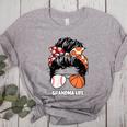 Grandma Life Basketball And Baseball Mom Funny Women's Heather T-Shirt Athletic Heather