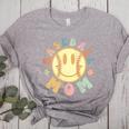 Groovy Retro Floral Happy Smiling Face Baseball Mom Women's Heather T-Shirt Athletic Heather