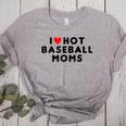 I Love Hot Baseball Moms Red Heart Women's Heather T-Shirt Athletic Heather