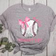 Mama Biggest Fan Coquette Bow Baseball Mom Fan Mother's Day Women's Heather T-Shirt Athletic Heather Mama Biggest Fan Coquette Bow Baseball Mom Fan Mother's Day Women's Heather T-Shirt Athletic Heather