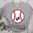 Pregnant Baseball Mom Pregnancy Announcement Baby Feet Belly Women's Heather T-Shirt Athletic Heather