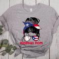 Puerto Rico Baseball Mom Messy Bun Boricua Women's Heather T-Shirt Athletic Heather Puerto Rico Baseball Mom Messy Bun Boricua Women's Heather T-Shirt Athletic Heather