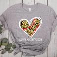 Softball Baseball Mom Valentine Leopard Heart Mother's Day Women's Heather T-Shirt Athletic Heather
