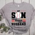 My Son Throws Harder Than Your Husband Baseball Mom Women's Heather T-Shirt Athletic Heather