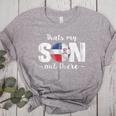 Thats My Son Out There For a Dominican Baseball Mom Women's Heather T-Shirt Athletic Heather